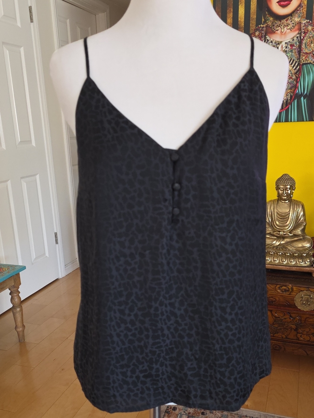 Black Leopard-Print Cami Tank Top
